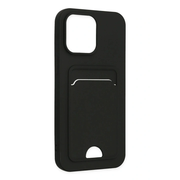 Mey İthalat®  iPhone 14 Pro Kılıf Kelvin Kartvizitli Silikon - Siyah