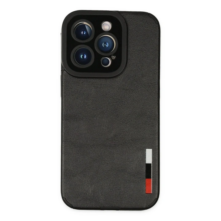 Mey İthalat®  iPhone 14 Pro Kılıf Loop Deri Silikon - Siyah