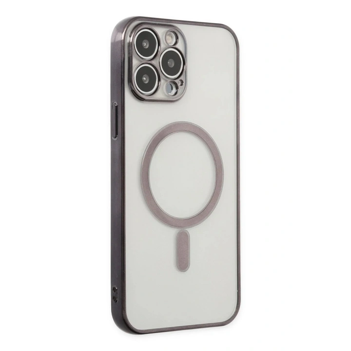 Mey İthalat®  iPhone 14 Pro Kılıf Magneticsafe Lazer Silikon - Siyah