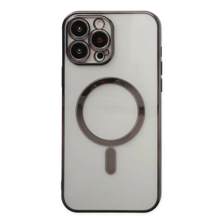 Mey İthalat®  iPhone 14 Pro Kılıf Magneticsafe Lazer Silikon - Siyah