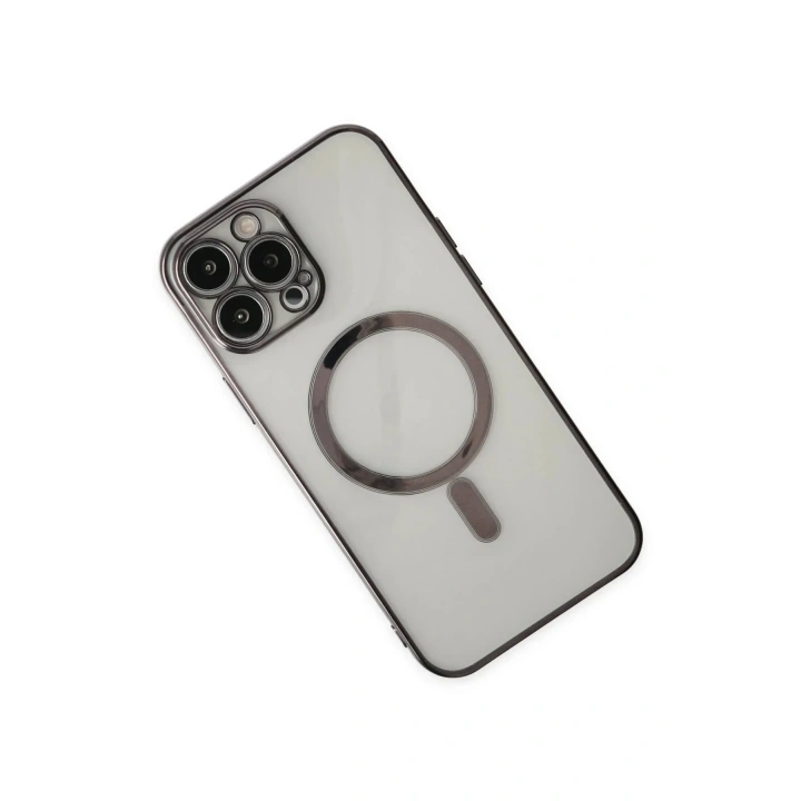 Mey İthalat®  iPhone 14 Pro Kılıf Magneticsafe Lazer Silikon - Siyah