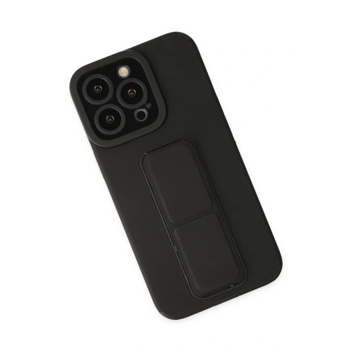 Mey İthalat®  iPhone 14 Pro Kılıf Mega Standlı Silikon - Siyah