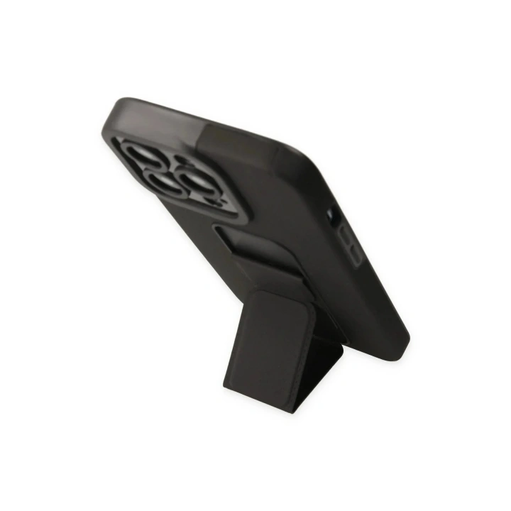 Mey İthalat®  iPhone 14 Pro Kılıf Mega Standlı Silikon - Siyah