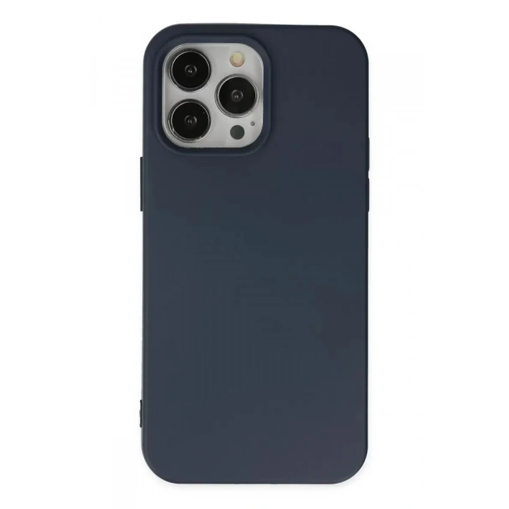 Mey İthalat®   iPhone 14 Pro Kılıf Nano içi Kadife Silikon - Lacivert