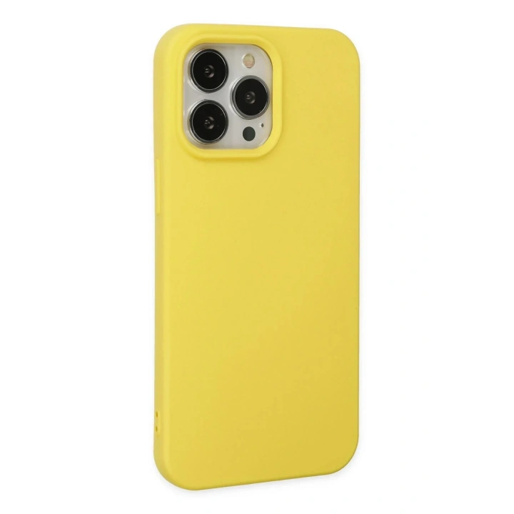 Mey İthalat®  iPhone 14 Pro Kılıf Nano içi Kadife Silikon - Sarı