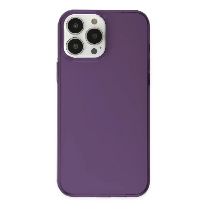Mey İthalat®  iPhone 14 Pro Kılıf Pc Sert Şeffaf Kapak - Mor