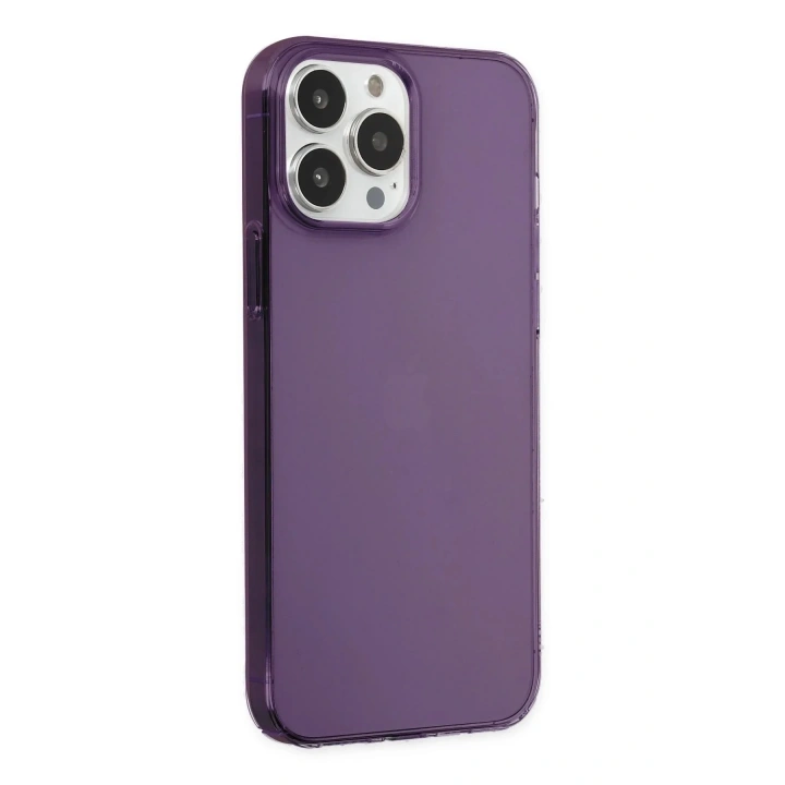 Mey İthalat®  iPhone 14 Pro Kılıf Pc Sert Şeffaf Kapak - Mor