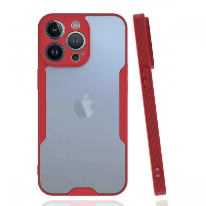 Mey İthalat®  iPhone 14 Pro Kılıf Platin Silikon - Kırmızı
