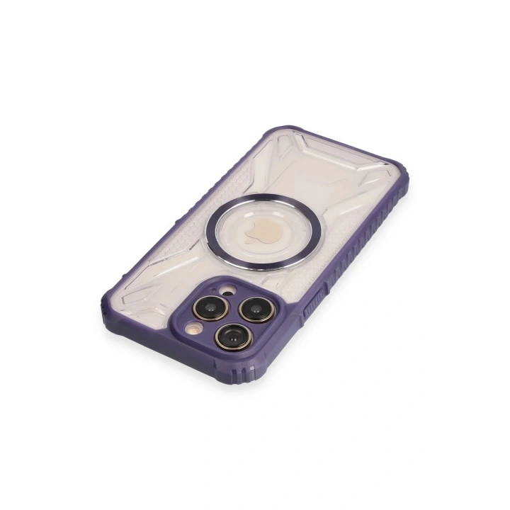 Mey İthalat®  iPhone 14 Pro Kılıf Prag Magneticsafe Kapak - Derin Mor