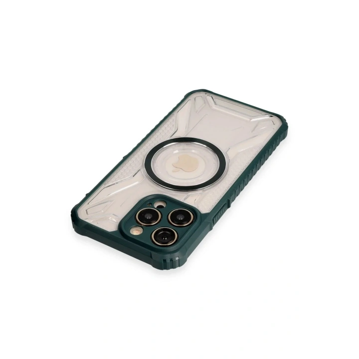 Mey İthalat®  iPhone 14 Pro Kılıf Prag Magneticsafe Kapak - Koyu Yeşil