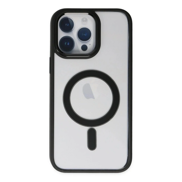 Mey İthalat®  iPhone 14 Pro Kılıf Room Magneticsafe Silikon - Siyah