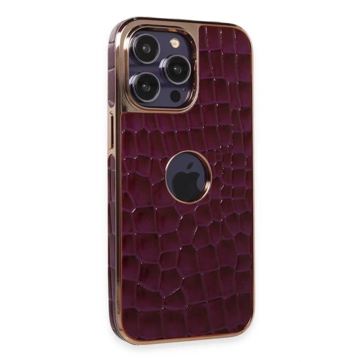 Mey İthalat®  iPhone 14 Pro Kılıf Snake Kapak - Derin Mor