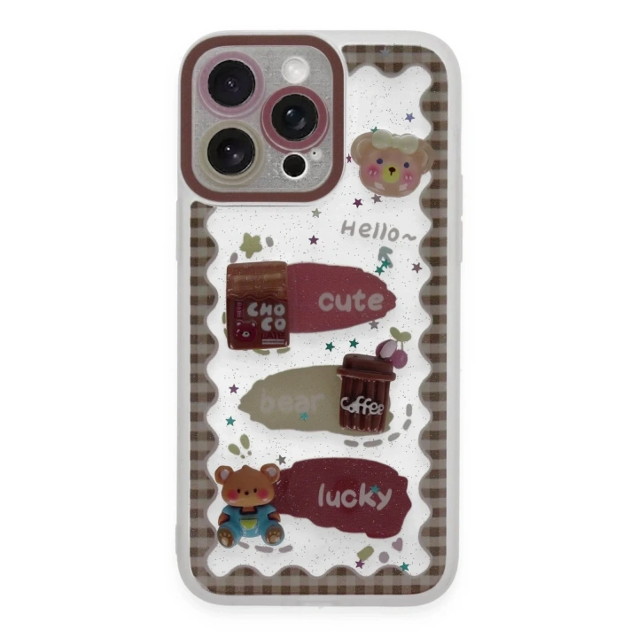 Mey İthalat®  iPhone 14 Pro Kılıf Sweet Desenli Silikon Kapak - Şeffaf