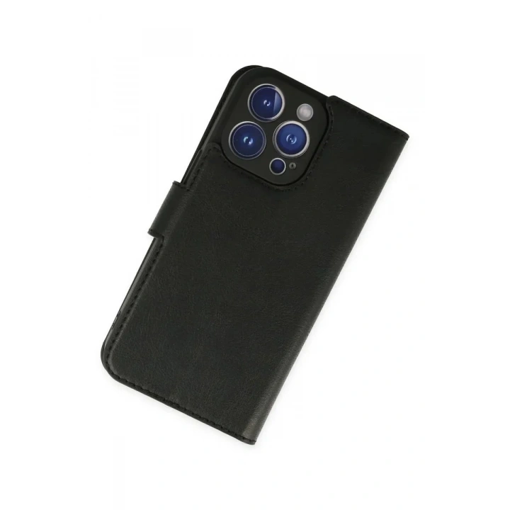 Mey İthalat®  iPhone 14 Pro Kılıf Trend S Plus Kapaklı Kılıf - Siyah