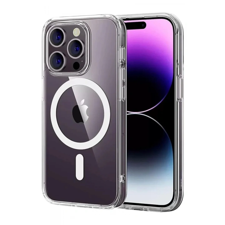 Mey İthalat®   iPhone 14 Pro Max Combo Sert Şeffaf Magsafe Kapak - Şeffaf