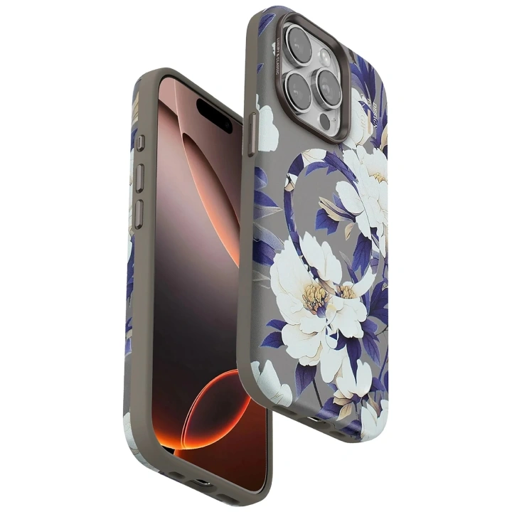 Mey İthalat®  iPhone 14 Pro Max Flower Series Magsafe Kapak - Gri