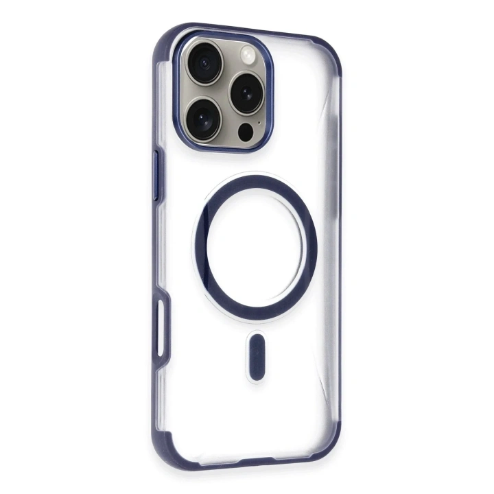 Mey İthalat®  iPhone 14 Pro Max Hilton Magsafe Kapak - Lacivert