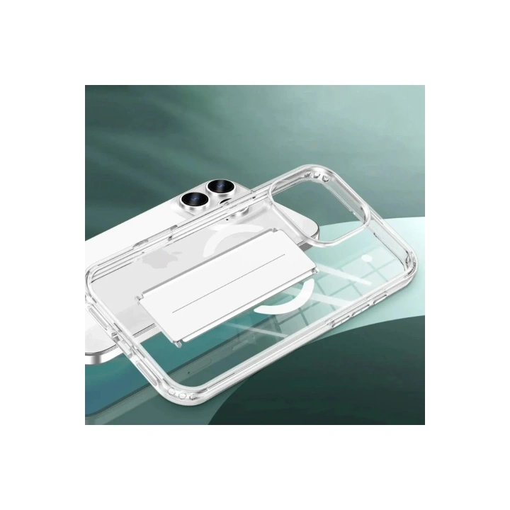Mey İthalat®  iPhone 14 Pro Max Kılıf Alfa Magsafe Standlı Kapak - Şeffaf