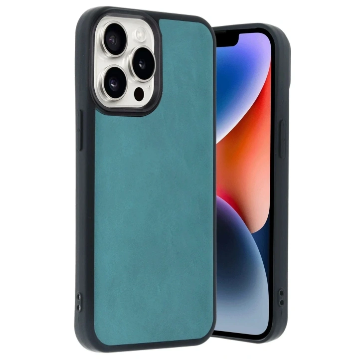 Mey İthalat®  iPhone 14 Pro Max Kılıf Aras Deri Kapak - Açık Yeşil