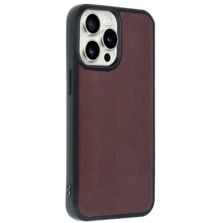 Mey İthalat®  iPhone 14 Pro Max Kılıf Aras Deri Kapak - Bordo
