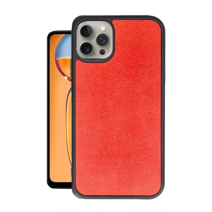 Mey İthalat®  iPhone 14 Pro Max Kılıf Aras Deri Kapak - Kırmızı