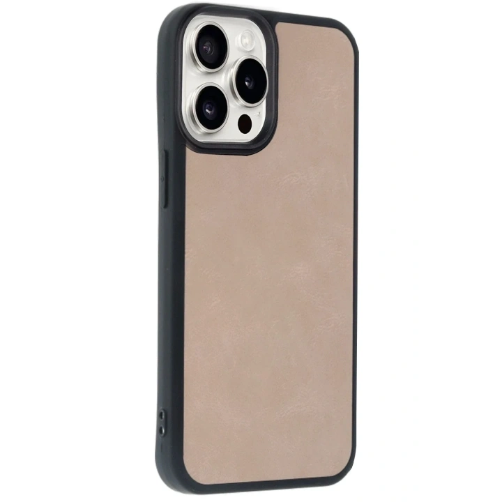 Mey İthalat®  iPhone 14 Pro Max Kılıf Aras Deri Kapak - Pudra
