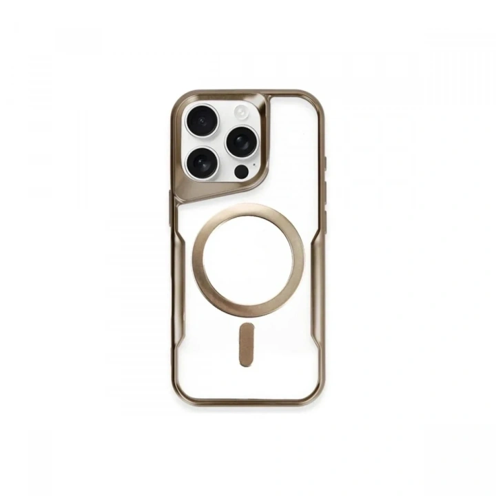 Mey İthalat®  iPhone 14 Pro Max Kılıf Boyi Magsafe Silikon Kapak - Kahverengi