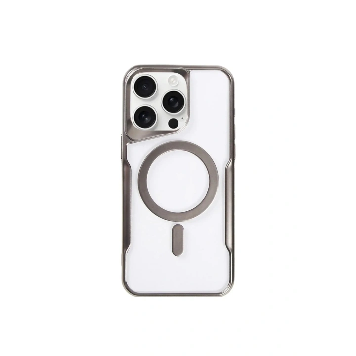 Mey İthalat®  iPhone 14 Pro Max Kılıf Boyi Magsafe Silikon Kapak - Titan Gri