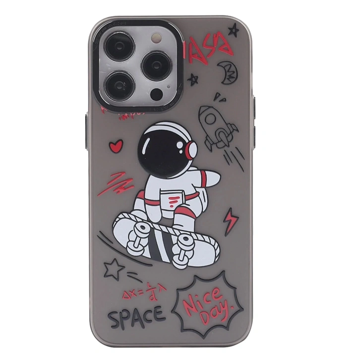 Mey İthalat®  iPhone 14 Pro Max Kılıf  Desenli Kapak -  Siyah - 1
