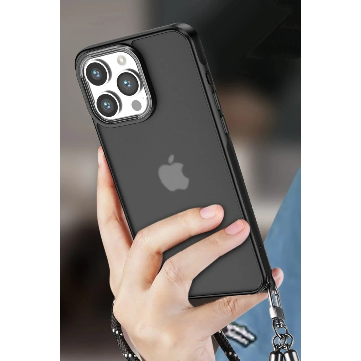 Mey İthalat®  iPhone 14 Pro Max Kılıf Elegant Kapak - Pudra