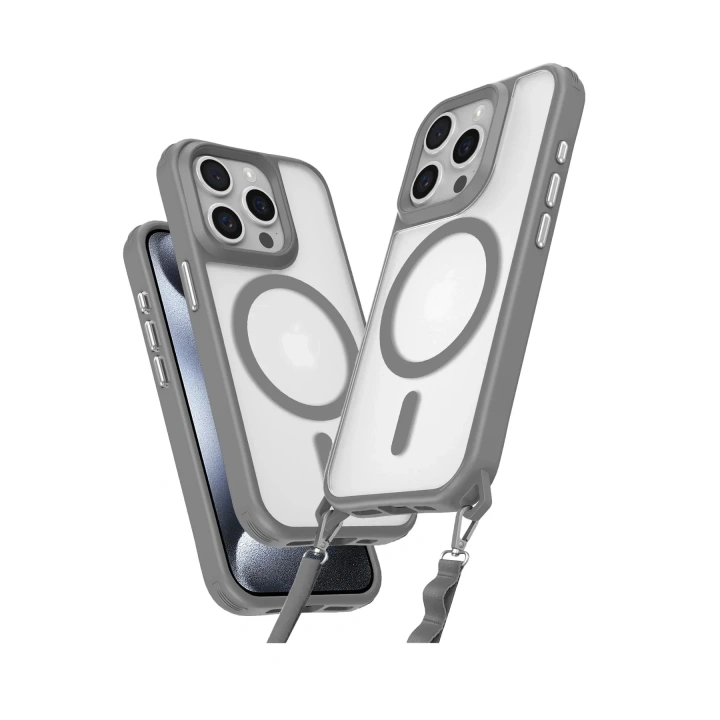Mey İthalat®  iPhone 14 Pro Max Kılıf Enka Magsafe Silikon Kılıf - Titan Gri