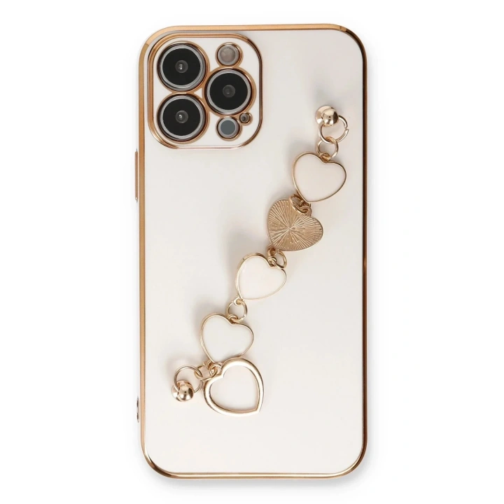 Mey İthalat®  iPhone 14 Pro Max Kılıf Esila Silikon - Beyaz