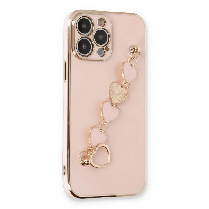Mey İthalat®  iPhone 14 Pro Max Kılıf Esila Silikon - Pudra