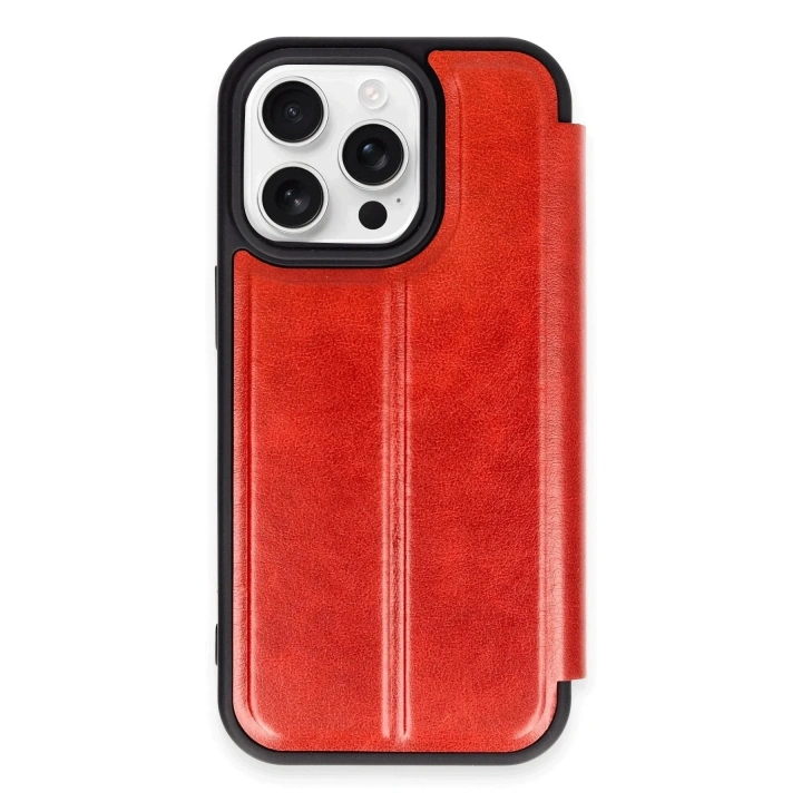 Mey İthalat®  iPhone 14 Pro Max Kılıf Flip Cover - Kırmızı