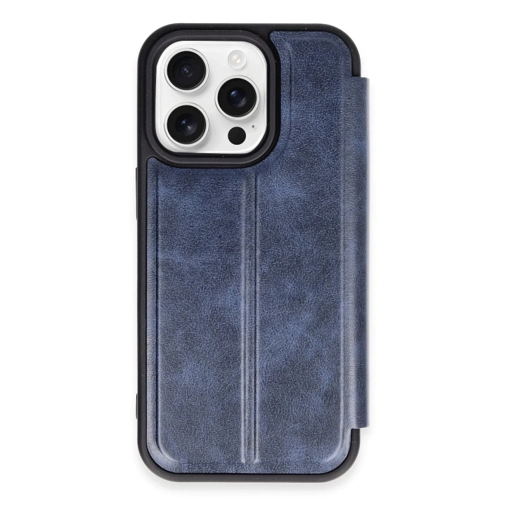 Mey İthalat®  iPhone 14 Pro Max Kılıf Flip Cover - Lacivert