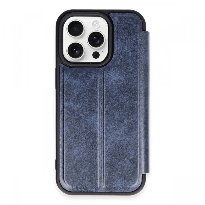 Mey İthalat®  iPhone 14 Pro Max Kılıf Flip Cover - Lacivert