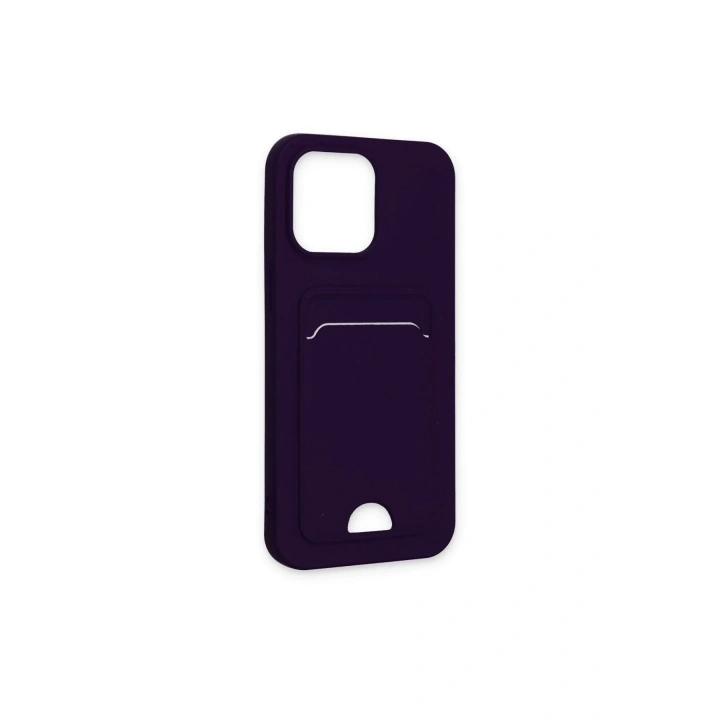 Mey İthalat®  iPhone 14 Pro Max Kılıf Kelvin Kartvizitli Silikon - Derin Mor