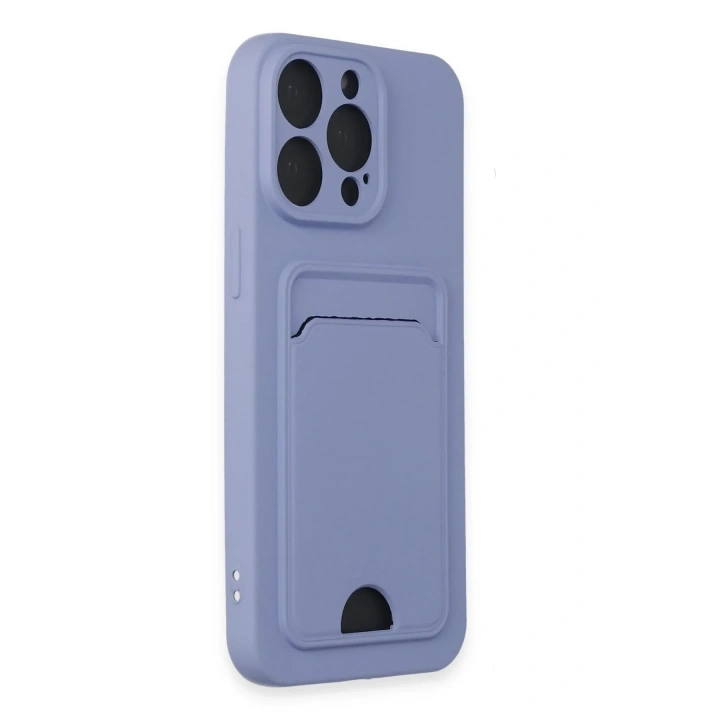 Mey İthalat®  iPhone 14 Pro Max Kılıf Kelvin Kartvizitli Silikon - Lila