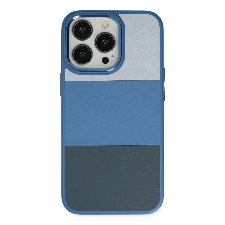 Mey İthalat®  iPhone 14 Pro Max Kılıf King Kapak - Açık Mavi-Lacivert
