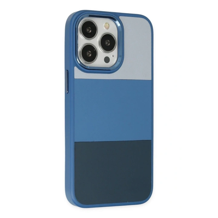 Mey İthalat®  iPhone 14 Pro Max Kılıf King Kapak - Açık Mavi-Lacivert