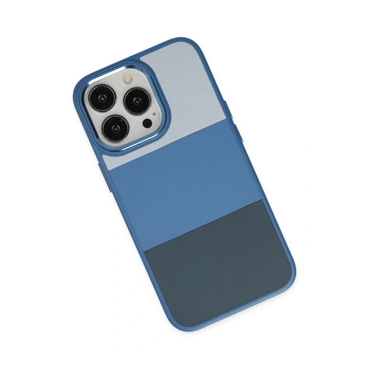 Mey İthalat®  iPhone 14 Pro Max Kılıf King Kapak - Açık Mavi-Lacivert