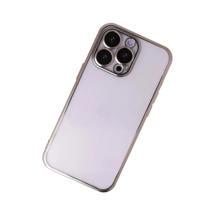 Mey İthalat®  iPhone 14 Pro Max Kılıf  Lensli Silikon - Gold