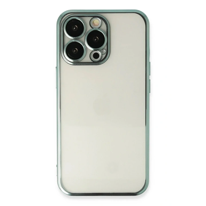 Mey İthalat®  iPhone 14 Pro Max Kılıf  Lensli Silikon - Yeşil