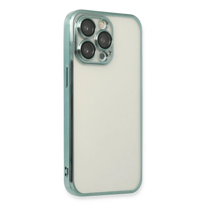 Mey İthalat®  iPhone 14 Pro Max Kılıf  Lensli Silikon - Yeşil
