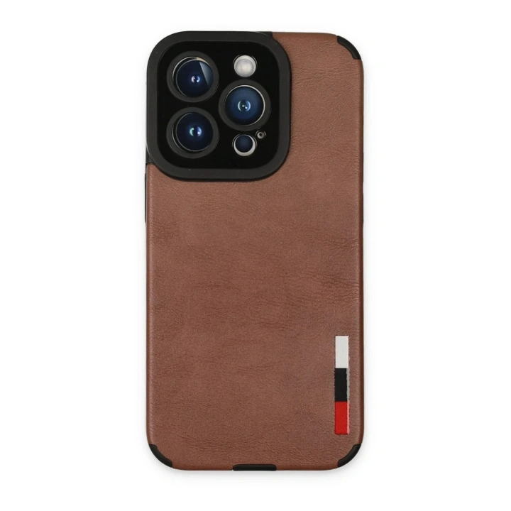 Mey İthalat®  iPhone 14 Pro Max Kılıf Loop Deri Silikon - Kahverengi