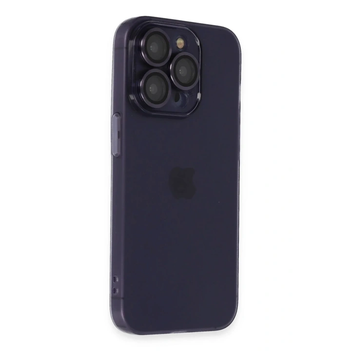 Mey İthalat®  iPhone 14 Pro Max Kılıf Luko Lens Silikon - Derin Mor