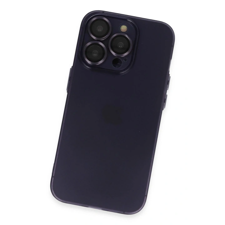 Mey İthalat®  iPhone 14 Pro Max Kılıf Luko Lens Silikon - Derin Mor