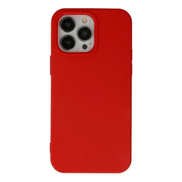 Mey İthalat®  iPhone 14 Pro Max Kılıf Nano içi Kadife Silikon - Kırmızı