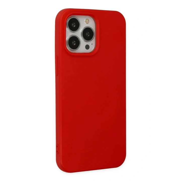 Mey İthalat®  iPhone 14 Pro Max Kılıf Nano içi Kadife Silikon - Kırmızı