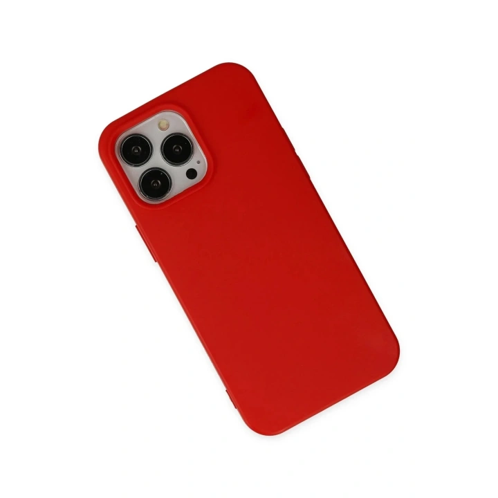 Mey İthalat®  iPhone 14 Pro Max Kılıf Nano içi Kadife Silikon - Kırmızı